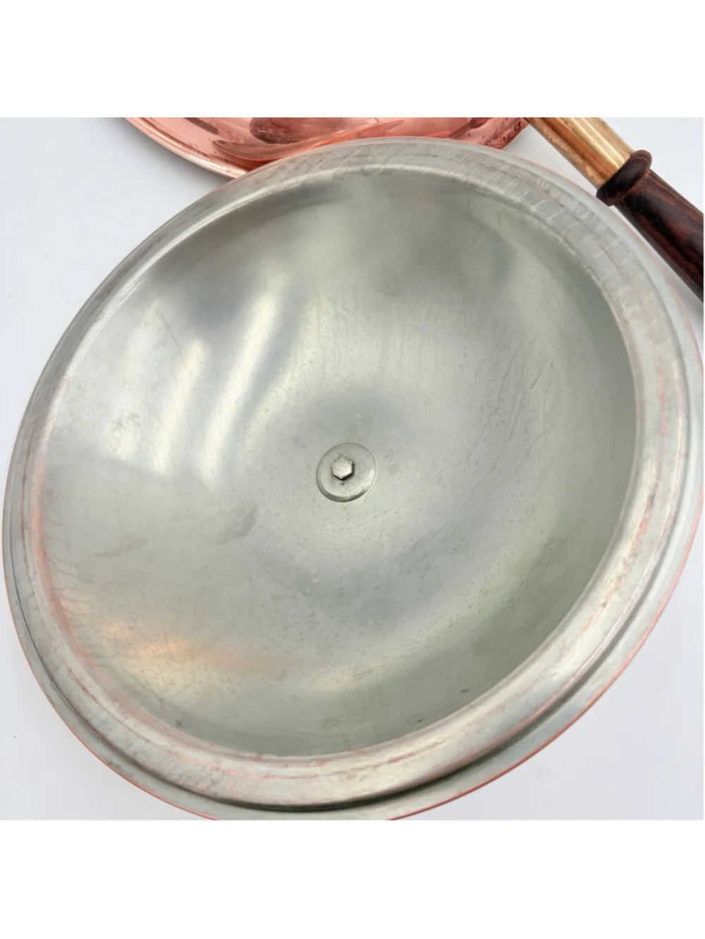 PM ITALY Copper Flambe Saute Pan Skillet Lid Wood Handle 10in